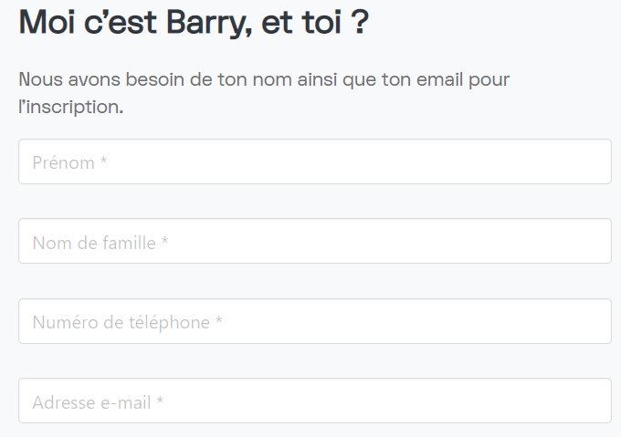 Offre Classique Barry étape souscription 1